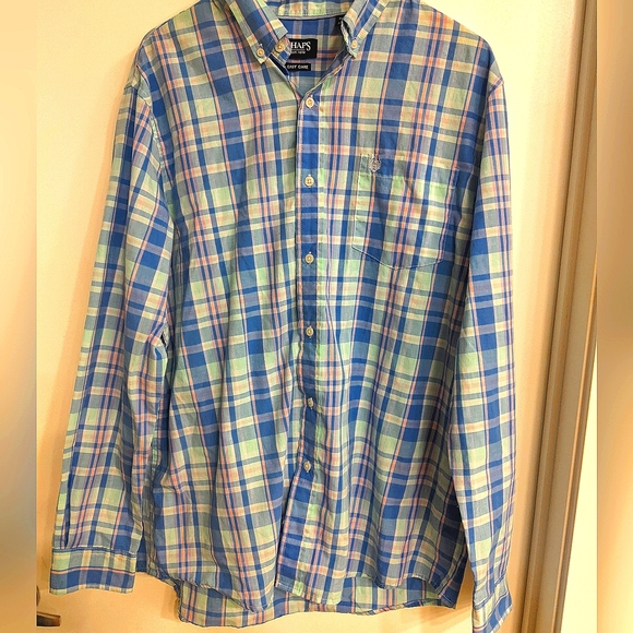 Chaps button down long sleeve shirt size XL blue green pink and purple - Picture 1 of 9